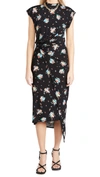 Rabanne Knotted Floral-print Stretch-jersey Midi Dress In Black '90s Grungy Romant