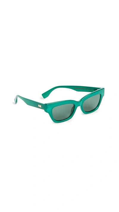 Le Specs X Solid & Striped Wategos Sunglases In Emerald/emerald Mono