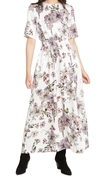 ADAM LIPPES SMOCKED WAIST GOWN IN PRINTED CHARMEUSE