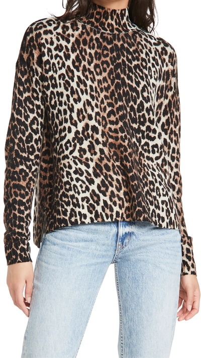 Ganni Leopard Print Merino Wool Blend Sweater