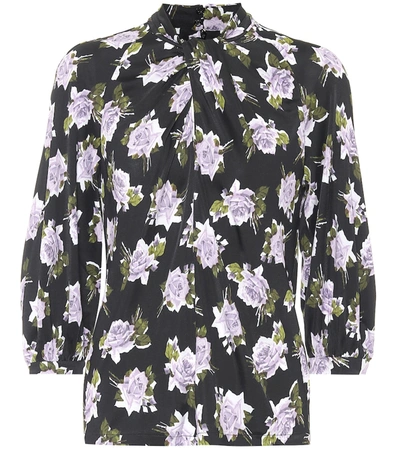 Erdem Arlette Twisted Floral Crepe Top