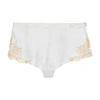 LA PERLA HIPSTER BRIEF IN SILK WITH EMBROIDERED TULLE,LPAW53NXWHT