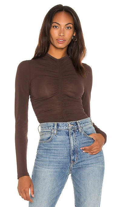 A.l.c Ansel Ruched Long-sleeve Top In Brown