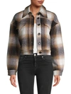 AVEC LES FILLES FAUX FUR-LINED CROPPED PLAID JACKET,0400013070168