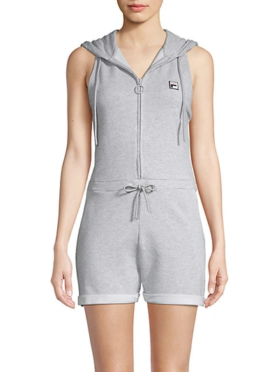 Fila Emerson Hooded Drawstring Romper In Light Grey