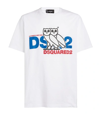 Dsquared2 Ovo Capsule Logo Print Jersey T-shirt In White