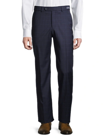 Saks Fifth Avenue Men's Standard-fit Tonal Plaid Wool Trousers In Navy