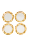 Este Ceramiche Set-of-four Striped Ceramic Dessert Plates In Orange,yellow