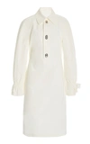Bottega Veneta Cotton-blend Midi Shirt Dress In White