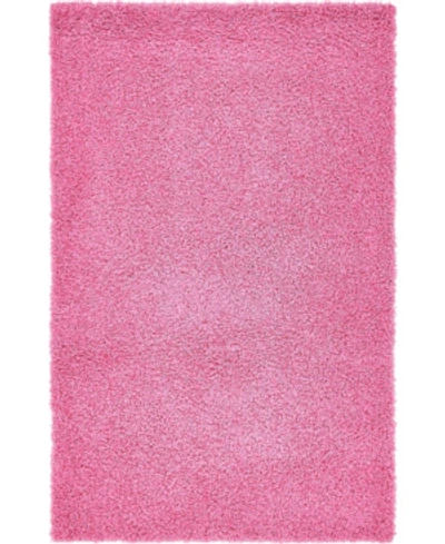 Bridgeport Home Closeout! Bayshore Home Exact Shag Exs1 5' X 8' Area Rug In Taffy Pink