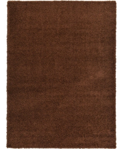 Bridgeport Home Closeout! Bayshore Home Exact Shag Exs1 7' X 10' Area Rug In Chocolate