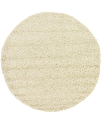 Bridgeport Home Exact Shag Exs1 6' X 6' Round Area Rug In Pure Ivory