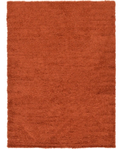 Bridgeport Home Closeout! Bayshore Home Exact Shag Exs1 7' X 10' Area Rug In Terracotta