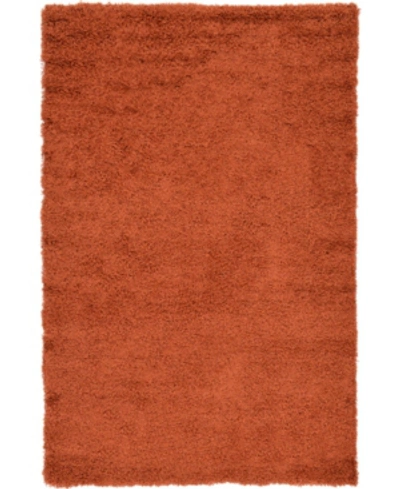 Bridgeport Home Closeout! Bayshore Home Exact Shag Exs1 5' X 8' Area Rug In Terracotta