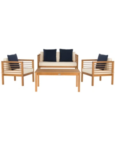 Safavieh Alda 4 Pc Outdoor Set With Accent Pillows In Teak