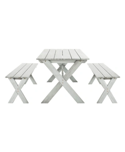 Safavieh Marina 3pc Outdoor Dining Set In Grey Wash
