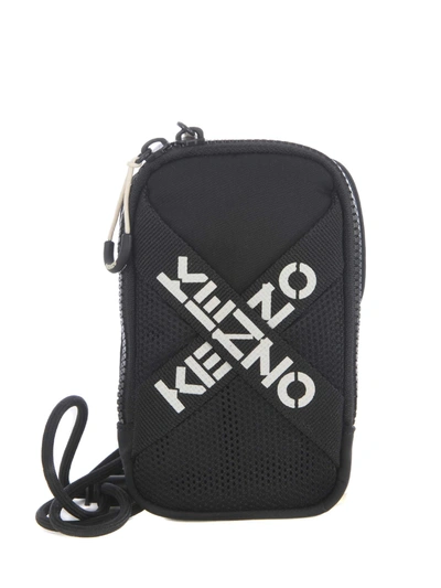 Kenzo Big X Phone Holder In Nylon In Nero