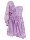 Amen One-shoulder Sequin Cocktail Dress In Lilac