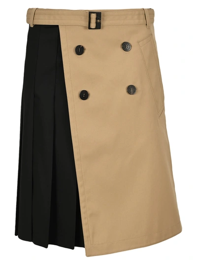 Neil Barrett Pleat-detail Wrap-effect Skirt In Neutrals