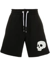 PALM ANGELS SKULL-MOTIF PATCH TRACK SHORTS