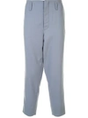 Ports V Cropped Side Stripe Trousers In Blue
