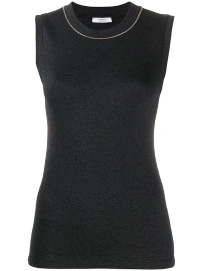 Peserico Round Neck Fitted Vest In Grey