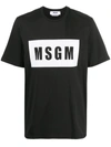 Msgm Box Logo-print Cotton T-shirt In Black