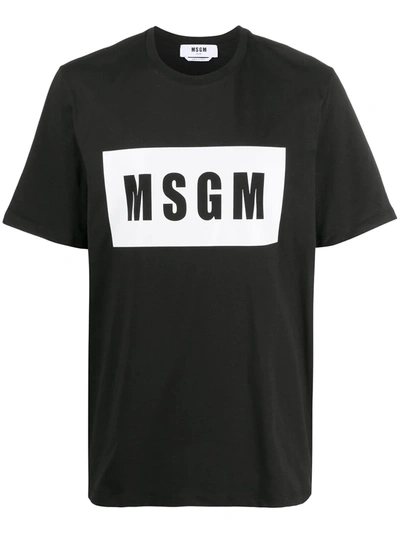 Msgm Box Logo-print Cotton T-shirt In Black