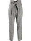 LIU •JO PRINCE OF WALES CHECK TIED TROUSERS