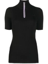 COURRÈGES HALF-ZIP RIBBED TOP