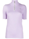 COURRÈGES HALF-ZIP RIBBED TOP