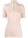 COURRÈGES HALF-ZIP RIBBED TOP