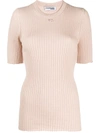 COURRÈGES LOGO-PATCH RIBBED TOP