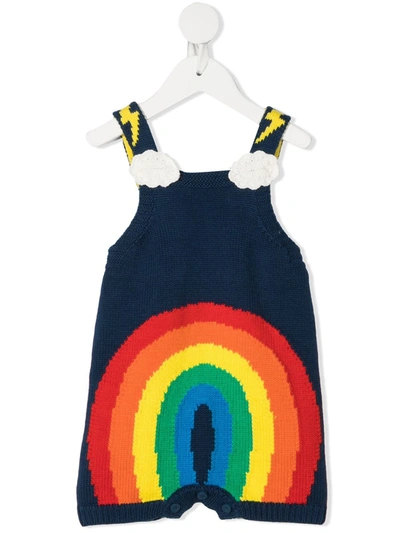 Stella Mccartney Babies' Intarsia Knit Rainbow Jumpsuit In 蓝色