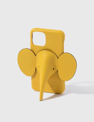 Loewe Elephant Leather Iphone 11 Case In Yellow