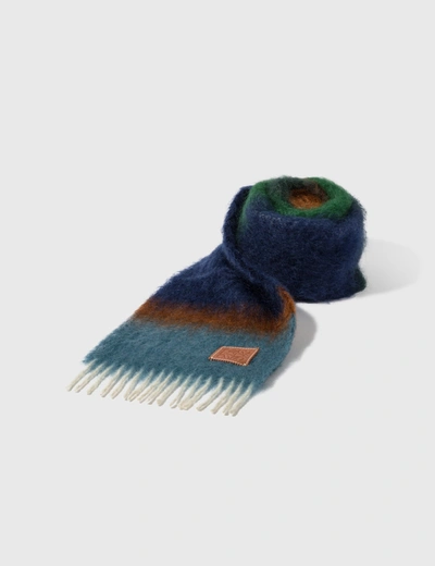 Loewe Multicolor Wool & Mohair Scarf In Blue