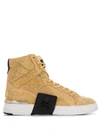 Philipp Plein Rhinestone-embellished High-top Sneakers In Gold