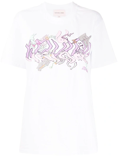 Natasha Zinko Wavey Print Oversized T-shirt In White