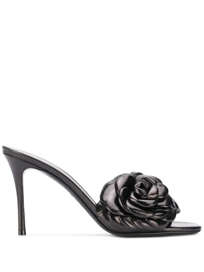 Valentino Garavani Black 03 Rose Edition Atelier Slide Heeled Sandals