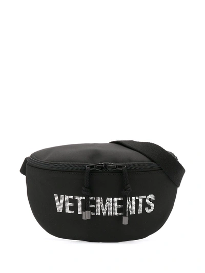 Vetements Crystal Logo Tech Belt Bag In Black