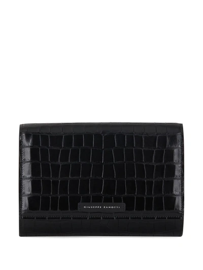 Giuseppe Zanotti Ulyana Crocodile-effect Clutch In Black