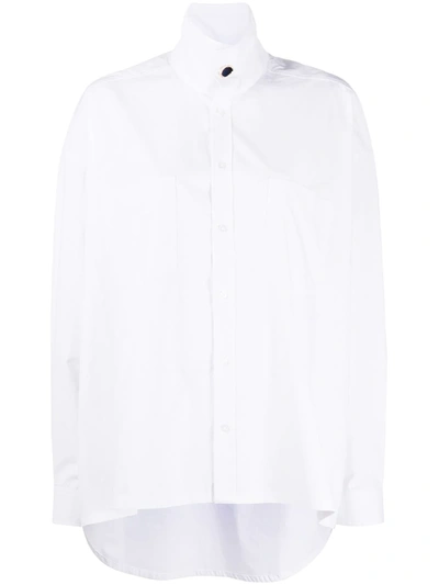 Remain High Neck Button-up Shirt In White