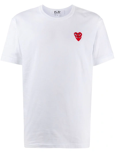 Comme Des Garçons Play T-shirt Mit Logo-stickerei In White