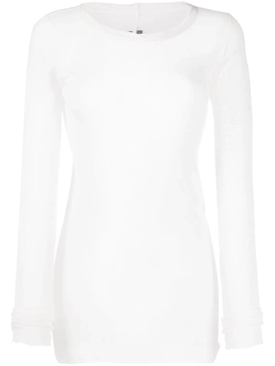 Rick Owens Long-length Cotton T-shirt In White