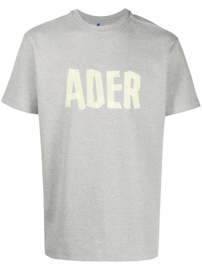 Ader Error Logo印花棉质平纹针织t恤 In Grey