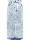 MIU MIU MARBLEISED DENIM PENCIL SKIRT