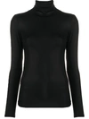 Majestic French Terry Turtleneck Top In Black