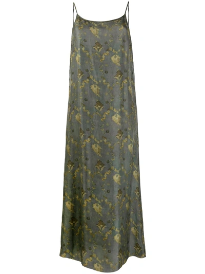 Uma Wang Floral-print Slip Dress In Blue