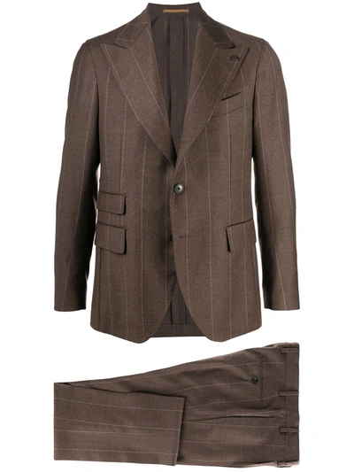 Gabriele Pasini Pinstripe Two-piece Suit In Brown