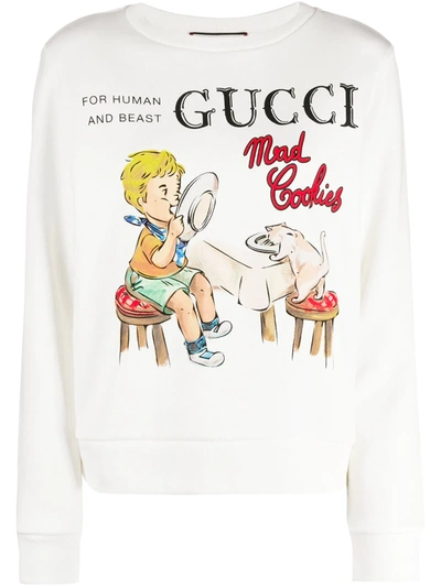 Gucci 'mad Cookies' Sweatshirt Mit Print In Neutrals